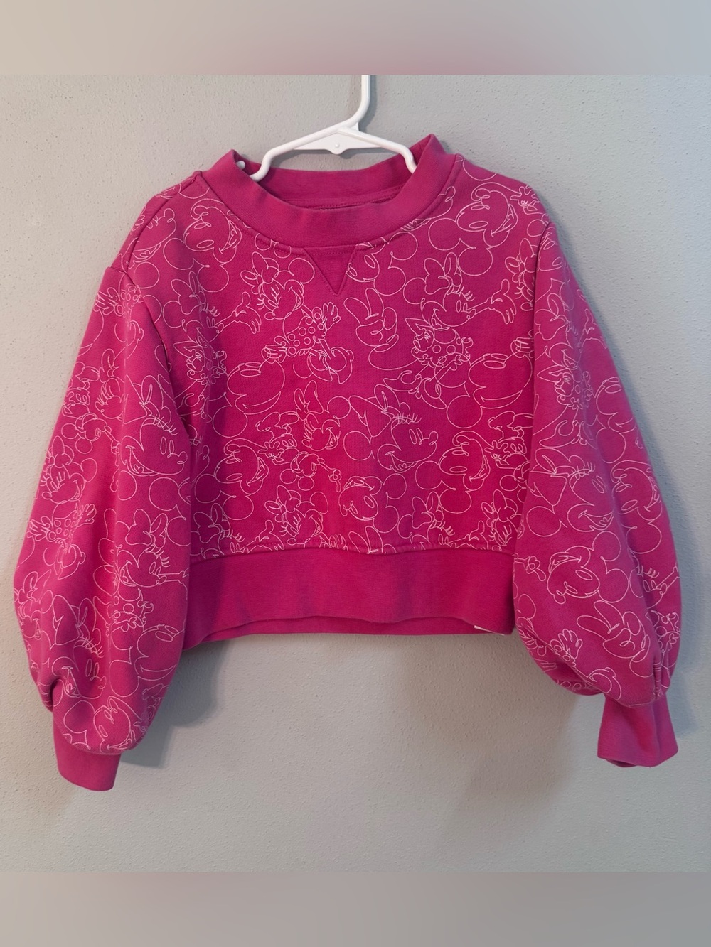 Disney Pink‎ Cropped Graphic Crewneck Sweatshirt Minnie Mouse